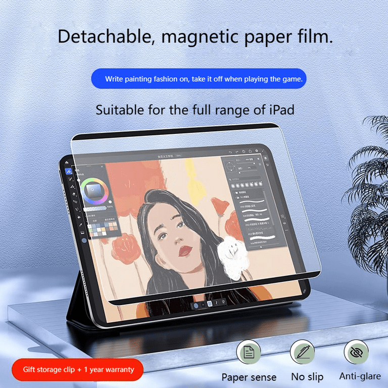 Magnetic Screen Protector for iPad Pro 12.9 3/4/5/6 Generation 2022, Pro  11” 1-4 Gen, iPad 10th 9 8 7 Gen 10.9”, Air 5 4 3, Mini 6 5 4 3 2 1 Drawing  Writing Feels Like Paper HD Anti Glare Matte Film 