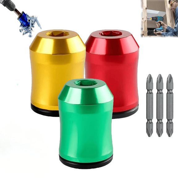 Magnetic Screw Holder, 3-in-1 Screwdriver Head for Hex Screwdriver and Power Bits, Magnetizer and Demagnetizer Tool Set for Power Tools, Mechanics & Carpenters
