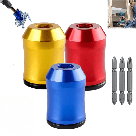 Magnetic Screw Holder, 3-in-1 Screwdriver Head for Hex Screwdriver and Power Bits, Magnetizer and Demagnetizer Tool Set for Power Tools, Mechanics & Carpenters