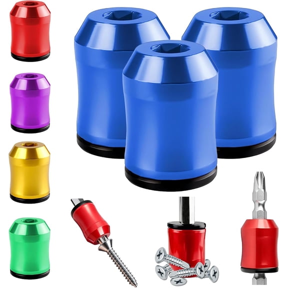 Magnetic Screw Holder, 3PCS Magnetizer & Demagnetizer Tool Set, Universal Bit Magnetizer Ring for Hex Screwdrivers & Power Bits, Removable Strong Magnetic Drill Bit Holder for Carpenter Mechanics