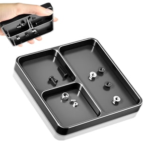 Magnetic Screw Organizer Tray - Screw Holder for RC Models, Electronics, Phone Repair, Small Tool Tray Parts Holder for Screws, Sockets, Bolts, Pins, 3-Compartment Parts Storage with Medium Magnet