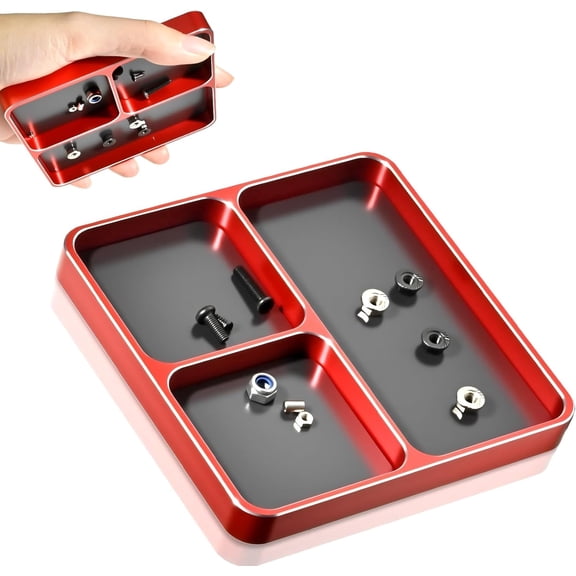 Magnetic Screw Organizer Tray - Screw Holder for RC Models, Electronics, Phone Repair, Small Tool Tray Parts Holder for Screws, Sockets, Bolts, Pins, 3-Compartment Parts Storage with Medium Magnet