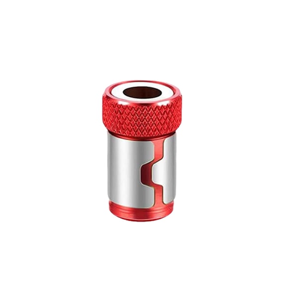Magnetic Screw Ring Bit Holder Non-Slip Impact Strong Magnetizer for 1/4 in Hex Shank Screwdriver Bits and Power Drill Tools Red