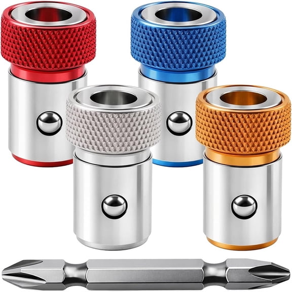 Magnetic Screw Ring Set 4 PCS Screwdriver Head Magnetic Ring, Detachable Magnetizer Ring Holders Attachment