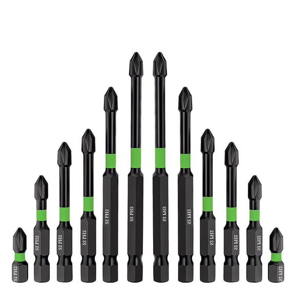 Magnetic Screwdriver Bit Set, Anti-Slip Magnetic Drill Bit Set, S2 Impact Magnetic, Strong Magnetic PH2 Bits, 12PCS