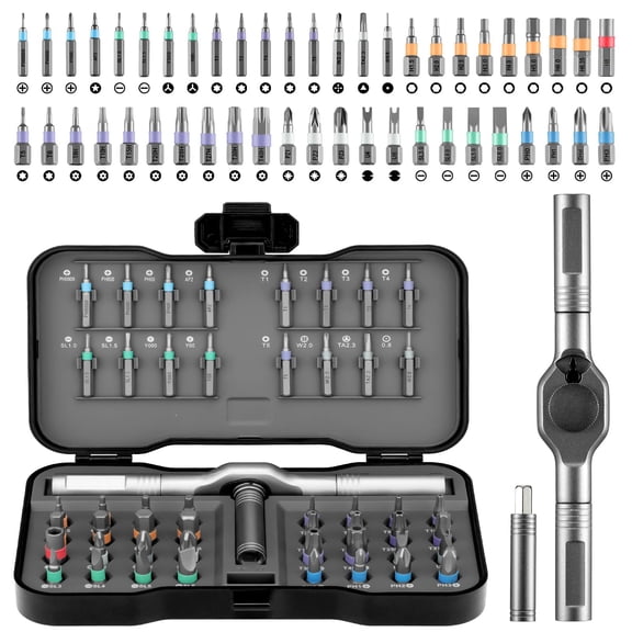 Magnetic Screwdriver Set,50 In 1 Ratchet Screwdriver Kit,Precision Screw Drive Torx Bit with Handle,Multi Tool Gift for Glasses Repair,Watch,Tech Lovers,Bike,Electronics,Home,Phone,Computer,Laptop,Di