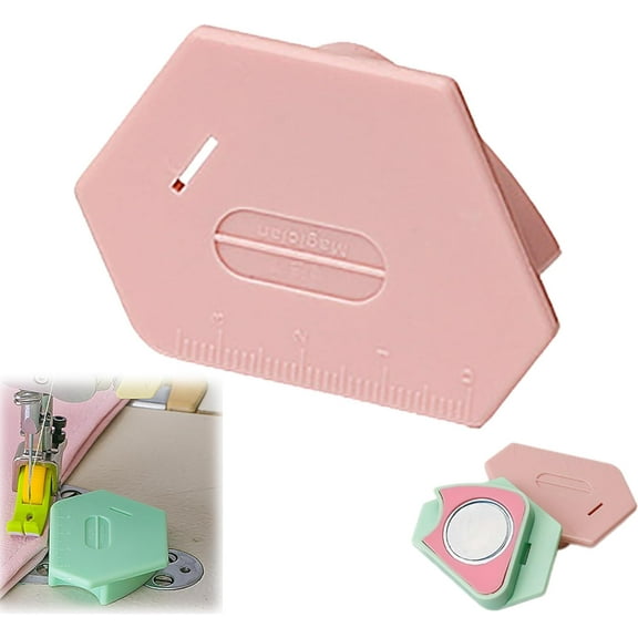 Magnetic Seam Guide for Sewing Machine, 2025 Upgraded Multi-Purpose Tool Polygonal Strong Magnetic Gauge, Multifucntional Seam Guide Hemmer with Scale, Sewing Supplies Accessories