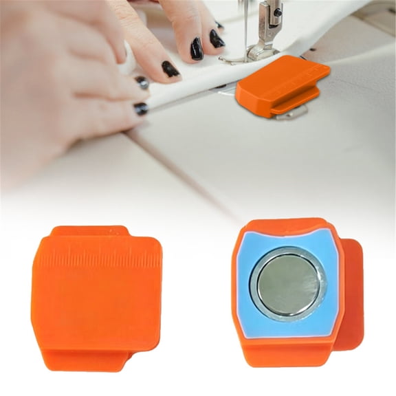 Magnetic Seam Guide for Sewing Machine, Multifunctional Hem Guide for Sewing Machine, Polygonal Multifucntional Seam Guide Hemmer with Scale, Sewing Supplie Accessories, Orange