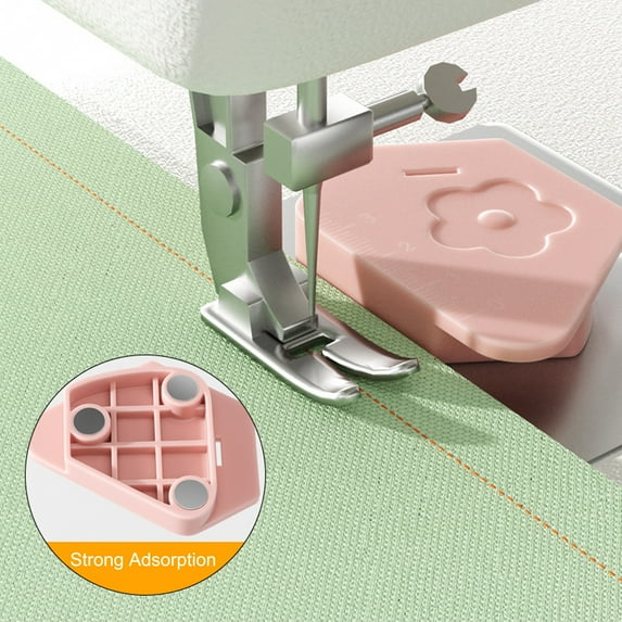 Magnetic Seam Guide for Sewing Machine, Multifunctional Polygonal Hemmer Guide with Scale, Universal Sewing Quilting Supplies Accessories Tools, 2.36x1.57"