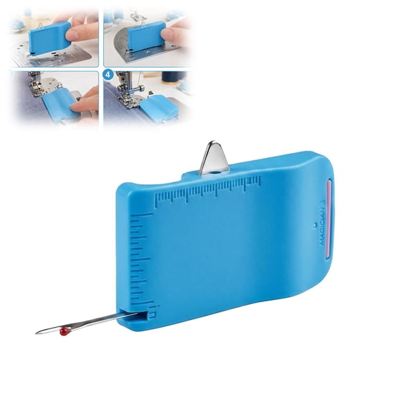 Magnetic Seam Guide for Sewing Machine, Built-in Seam Ripper & Edge Guide, Dual-Scale Marking Tool for Precise Straight Stitching(Blue)
