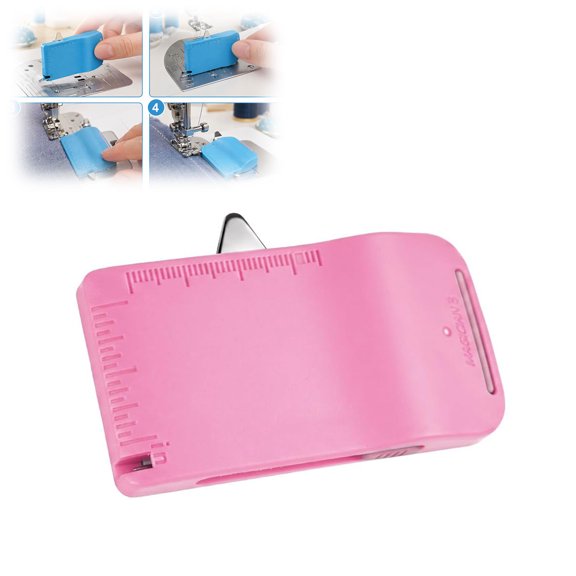 Magnetic Seam Guide for Sewing Machine, Built-in Seam Ripper & Edge Guide, Dual-Scale Marking Tool for Precise Straight Stitching(Pink)