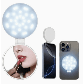 Magnetic Selfie Fill Light with Mirror and Folding Phone Stand, Rechargeable LED Ring