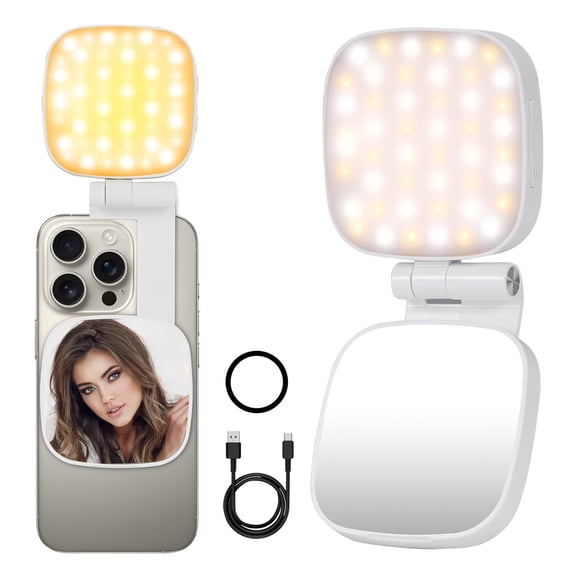 Magnetic Selfie Light Compatible with MagSafe iPhone, Multiple Folding LED Phone Photo Beauty Fill Ring Lighting with Mirror for Zoom Makeup Photography Recording Video Conference