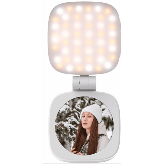 Magnetic Selfie Light Compatible with Smartphone, Folding LED Smartphone Fill Ring Lighting with Mirror for Zoom Makeup Photography Recording Video Conference, White