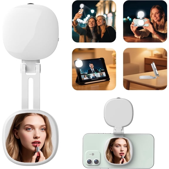 Magnetic Selfie Light, Phone Light Compatible with MagSafe iPhone & Android, Folding LED Fill Ring Light for Selfies/Photography/Video Recording/TikTok/Vlog/Zoom Calls/Conference/Makeup(White)