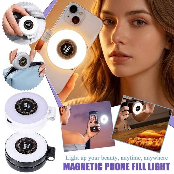 Magnetic Selfie Light For Phone, Portable And Compact For Vlogging And Live Streaming, Pocket Sized Video Light For Enhanced Nighttime Photos, 1Pack A