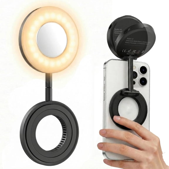 Magnetic Selfie Light, Phone Ring Light Compatible with Magsafe, 5 Color & 5 Brightness, Foldable Influencer Fill Light for Selfies/Photography/TikTok/Zoom Calls/Video Conference