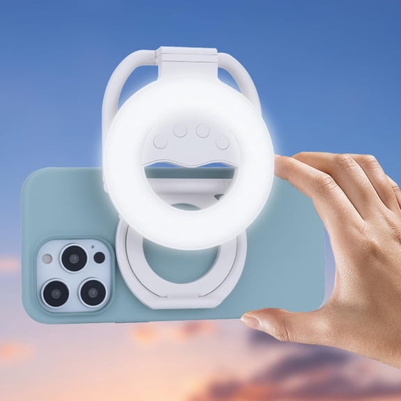 Magnetic Selfie Light, Rechargeable Ring Light with Adjusted 3 Light Modes, 180 Flip Selfie Ring Light for Video, Vlog, Travel Photography, White