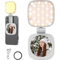 Magnetic Selfie Light for iPhone,Instant Attachment for MagSafe,CRI95 700lx/0.3m Folding LED Phone Fill Ring Lighting,Phone Light with a Mirror for Zoom Makeup Photography Recording Video Conference