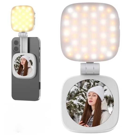 Magnetic Selfie Ring Light for Phones - 360° LED with MagSafe, Portable Rechargeable, Built-in Mirror & Phone Stand, Ideal for Makeup, Live Streaming, Video Calls, Gift for Girls (1 pcs)