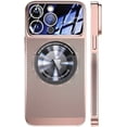 thumbnail image 1 of Magnetic Series Designed for iPhone Case,Compatible with MagSafe,Large Window Camera Lens Protection,Electroplated Mesh Heat Dissipation Logo View Shockproof Cover (Pink,iPhone 15 Pro Max), 1 of 7