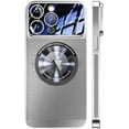 thumbnail image 1 of Magnetic Series Designed for iPhone Case,Compatible with MagSafe,Large Window Camera Lens Protection,Electroplated Mesh Heat Dissipation Logo View Shockproof Cover (Silver,iPhone 13 Pro Max), 1 of 6