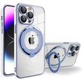 thumbnail image 1 of Magnetic Series Designed for iPhone Case[Compatible with MagSafe][Military Drop&Camera Lens Protection] Crystal Clear Plated Rotatable Ring Holder Stand Cover (Blue,iPhone 14 Pro Max), 1 of 7