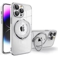 thumbnail image 1 of Magnetic Series Designed for iPhone Case[Compatible with MagSafe][Military Drop&Camera Lens Protection] Crystal Clear Plated Rotatable Ring Holder Stand Cover (Silver,iPhone 13 Pro), 1 of 7