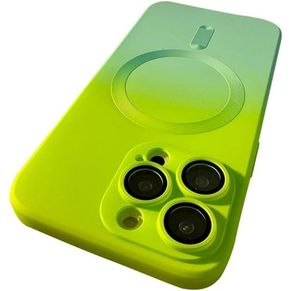 Magnetic Series Designed for iPhone Case,[Compatible with MagSafe][Military Drop&Camera Lens Protection],Gradient Pattern Liquid Silicone Soft Shockproof Cover (Green,iPhone 13 Pro Max)