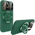 thumbnail image 1 of Magnetic Series Designed for iPhone Case,[Compatible with MagSafe][Military Drop & Camera Lens Protection],Large Window Ring Holder Stand Shockproof Cover (Cypress,iPhone 15 Pro), 1 of 6