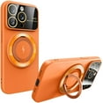 thumbnail image 1 of Magnetic Series Designed for iPhone Case,[Compatible with MagSafe][Military Drop & Camera Lens Protection],Large Window Ring Holder Stand Shockproof Cover (Orange,iPhone 15 Plus), 1 of 6