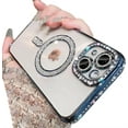 thumbnail image 1 of Magnetic Series Designed for iPhone Case,[Compatible with MagSafe][Military Drop&Camera Lens Protection],Luxury Glitter Diamond Plated Bumper Clear Shockproof Cover (Blue,iPhone 16), 1 of 7