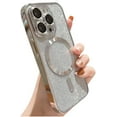 thumbnail image 1 of Magnetic Series Designed for iPhone Case,[Compatible with MagSafe][Military Drop & Camera Lens Protection],Luxury Glitter Electroplated Bumper Soft Shockproof Cover (Silver,iPhone 12 Pro Max), 1 of 7