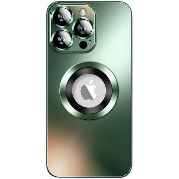 Magnetic Series Designed for iPhone Case,[Compatible with MagSafe][Military Drop & Camera Lens Protection],Luxury Logo View Matte Shockproof Cover (Green,iPhone 13)