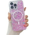 thumbnail image 1 of Magnetic Series Designed for iPhone Case,[Compatible with MagSafe&Wireless Charging][Military Drop & Camera Lens Protection],Clear Glitter Sequin Shockproof Cover (Red,iPhone 16), 1 of 7