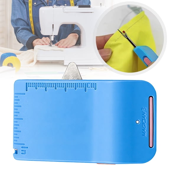 Magnetic Sewing Guide for Sewing Machine, Multi-Purpose Hemmer with Scale, Sky Blue