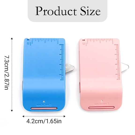 Magnetic Sewing Guide with Retractable Seam Gauge, Multifunctional Sewing Machine Accessory for Precision Stitching, Pink/Blue