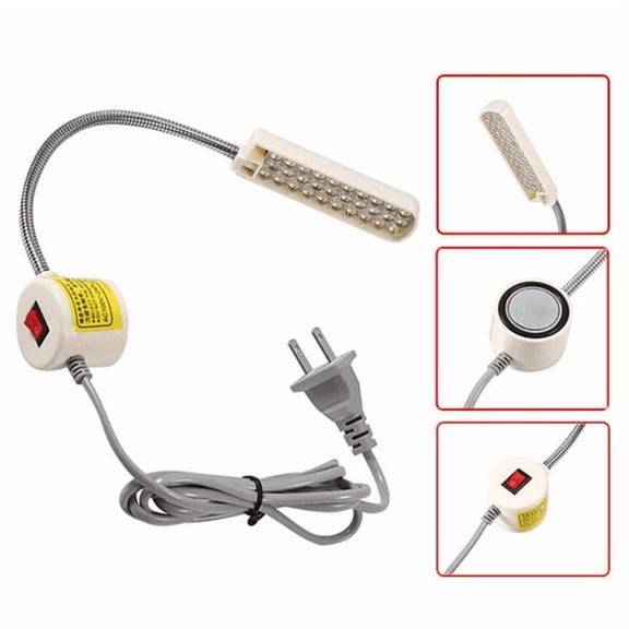 Flexible Gooseneck Magnetic Sewing Machine Light, 30 LED Bright Work Lamp with US Plug for Sewing Craft Workbench