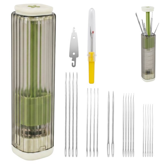 Magnetic Sewing Needle Case with 20 Needles, Pop-Up Portable Hand Sewing Kit with Seam Ripper and Threader for Embroidery & Repair