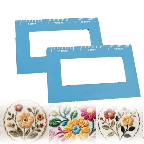 Magnetic Sewing Positioning Tool with Scale, Cross Stitch Magnetic Line Finder, Magnifying Ruler with Scale - Cross Stitch Line Finder for Beginners (2pcs)