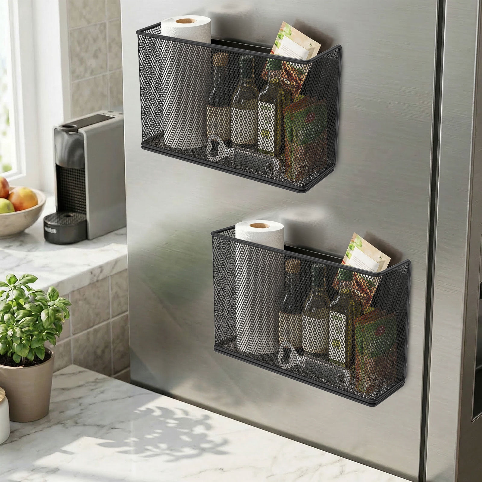 Magnetic Shelf Basket Container Organizer Holder Storage Rack Container for Fridge Whiteboard Washing Machine Home Kitchen Laundry Office School 1 Pack