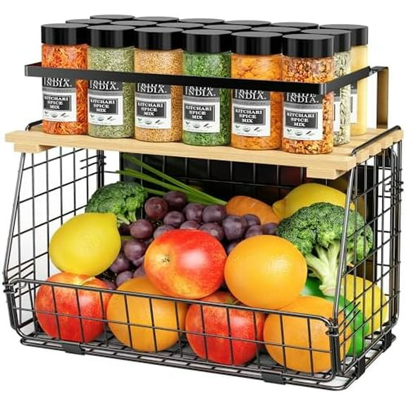 Magnetic Shelf for Fridge: Fruit Potato and Onion Storage Bin - Magnetic Spice Rack for Refrigerator & Kitchen Counter - Pantry Organizers and Storage