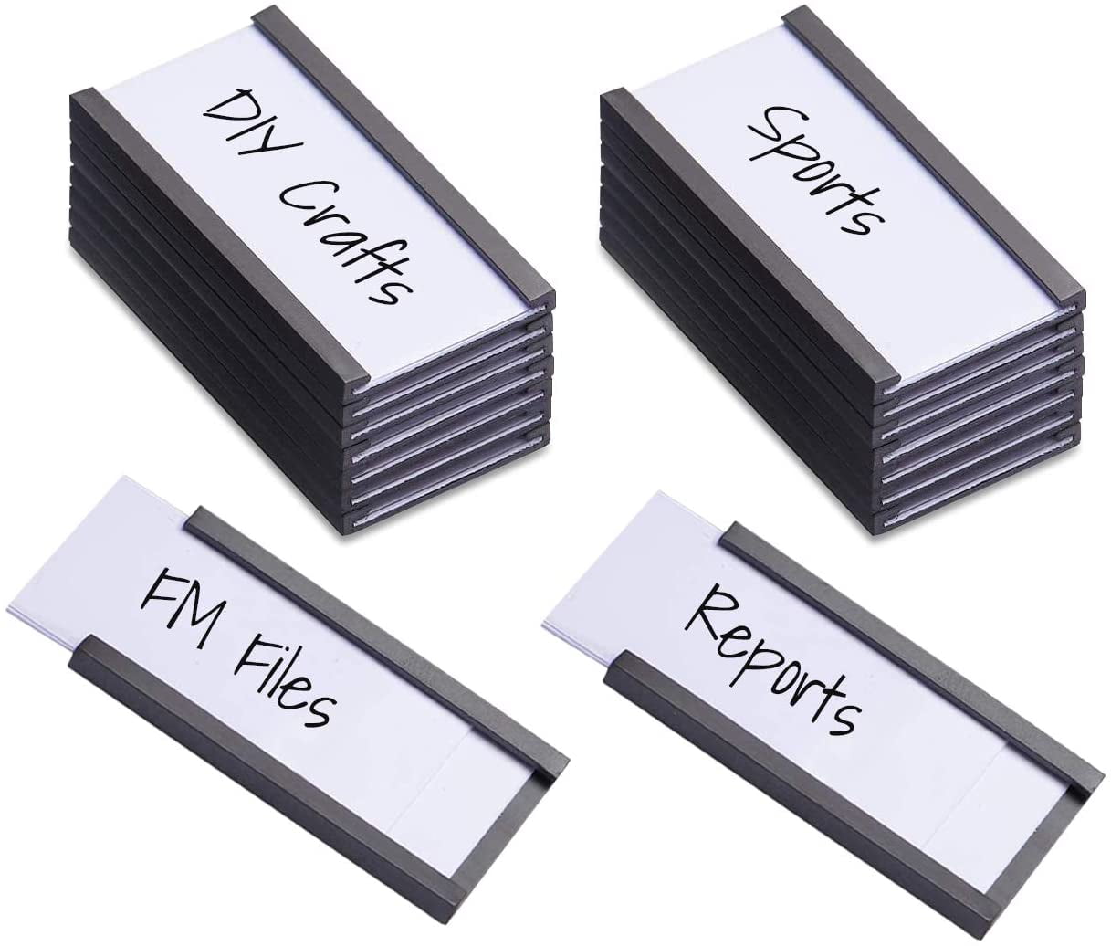 Magnetic Shelf Label Data Card Holders - C Channel - Magnetic Strips with Protective Films - Labels for Shelf Organization -1" x 2" - 100 Pieces