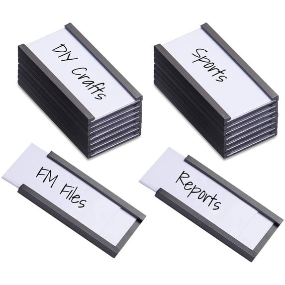Magnetic Shelf Label Data Card Holders - C Channel - Magnetic Strips with Protective Films - Labels for Shelf Organization - 1" x 2" - 50 Pieces