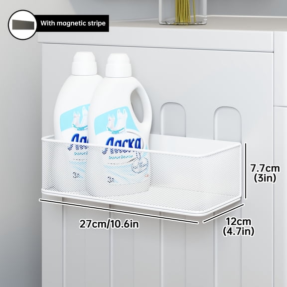 Magnetic Shelf for Laundry Storage Hanging Organizer for Washing Machine Metal Magnetic Laundry Organization And Storage for Washer And Dryer Balls Strong Load Bearing Up to 16.5lbs