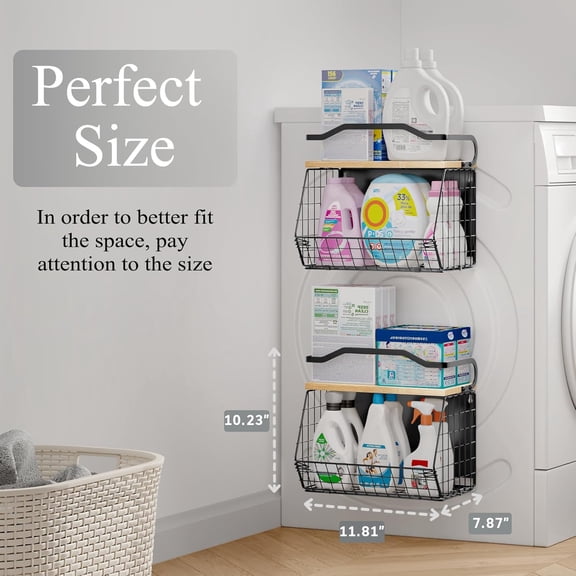 Magnetic Shelf for Fridge with Wood Lid, Large Storage Container for Kitchen Counter and Cabinet