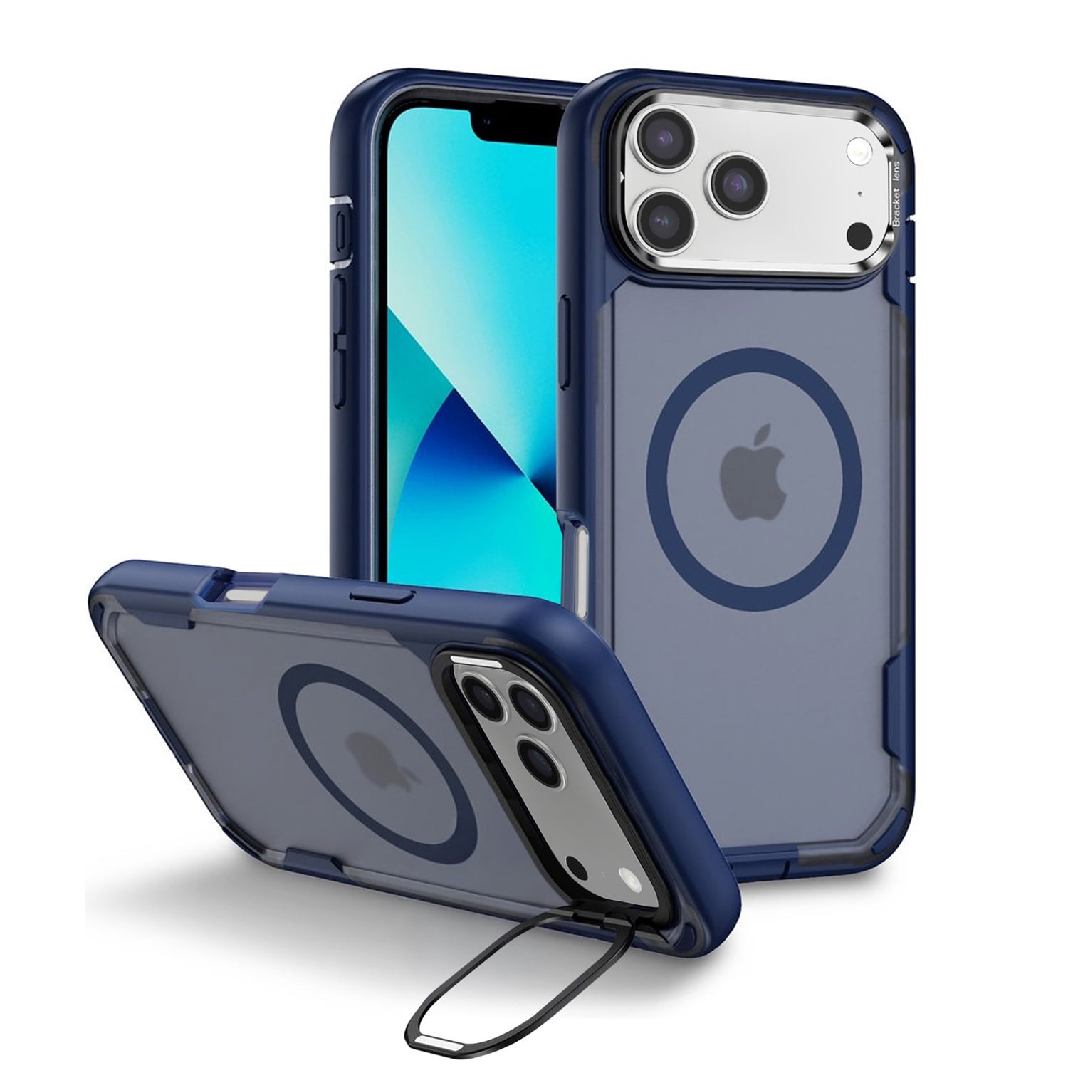 Magnetic Shockproof Camera Stand Case for iPhone 17 Pro Max - Blue