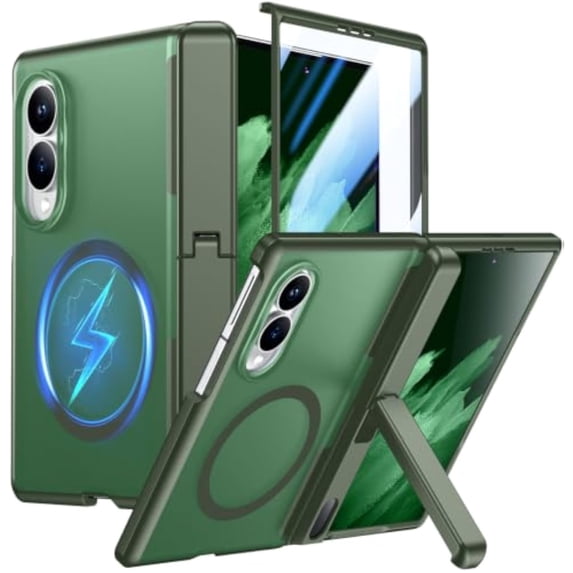 Magnetic Shockproof Case for Samsung Galaxy S25 Plus 6.7" (2025), Translucent Matte with Built‑in Innovative Stand, Military‑Grade Drop Protection,Green