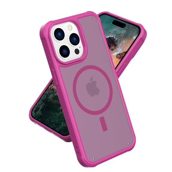 Magnetic Shockproof for iPhone 15 Pro Case, [Fit for MagSafe][16FT Mil-Grade Drop Protection] Corner Protective Anti-Fingerprint Anti-Scratch Case for Pixel 9 Pro XL Case,Rose