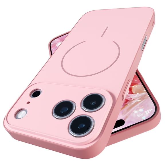 Magnetic Silicone Case for Apple iPhone 14, Compatible with Magsafe, Smooth Shockproof Anti-Scratch, Soft Anti-Scratch Microfiber Lining Protection Phone Case-Pink